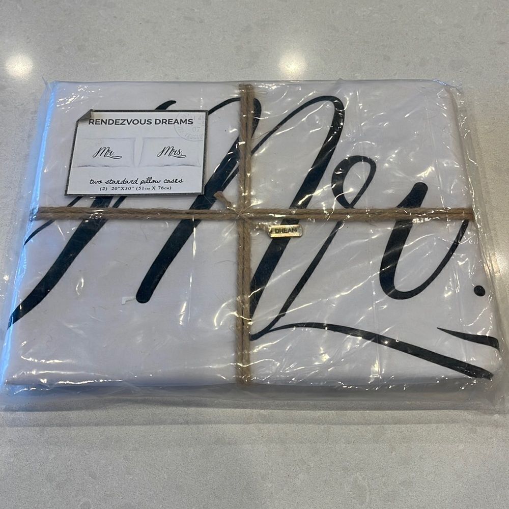 Rendezvous dreams, Mr. and Mrs. 2 standard pillowcase, new with tags.